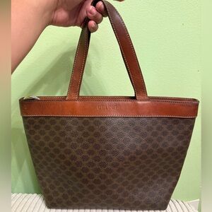 Authentic Celine Brown Monogram Macadam Tote Bag